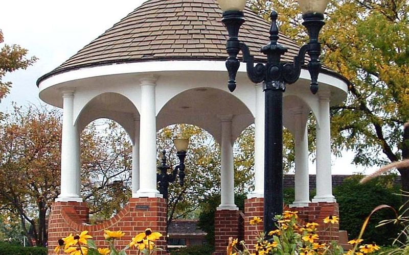 Gazebo in downtown Barrington, Illinois in autumn
