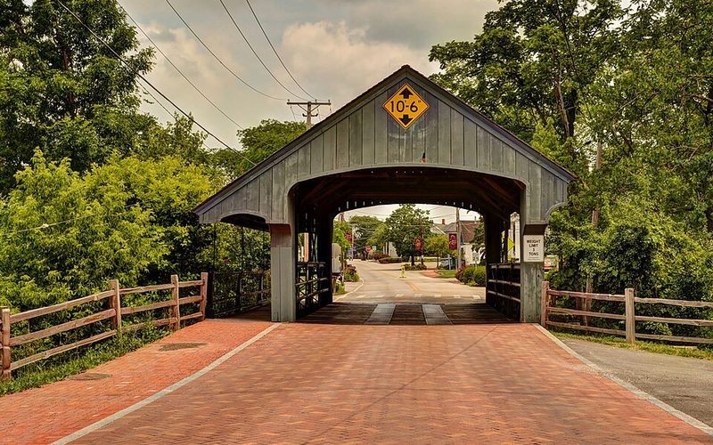 The covered bridge over Buffalo Creek in Long Grove, Illinois